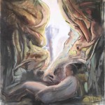 "Body in Cave1" 130x125cm Öl auf Nessel 2013